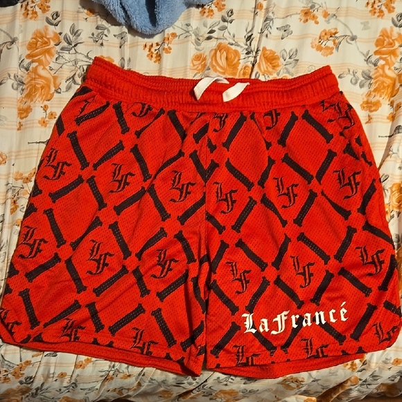La France Red Patterned Shorts
